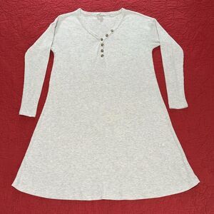 American Eagle Cream V-Neck Henley Long Sleeve Dress Lounger Size Medium Tall